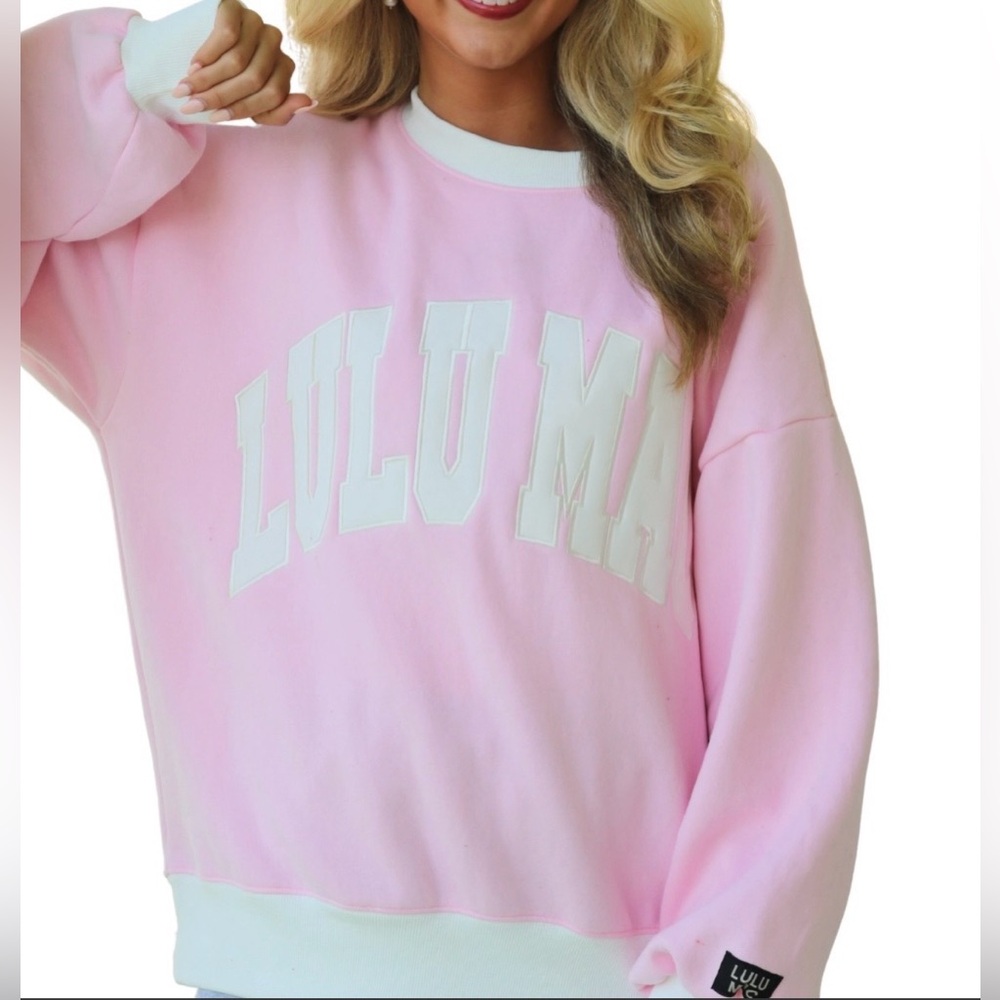 LULU MAC Pink White Women's Sweatshirt Size XL NEW